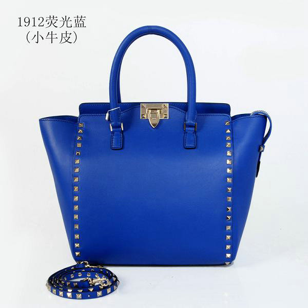 2014 Valentino Garavani rockstud double handle bag 1912 dark blue on sale - Click Image to Close